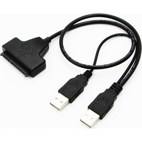 USB 2.0 to SATA 7+15 Pin 22 Adapter Cable For 2.5 HDD SSD Converter Mobile Dual usb to sata 22pin cable
