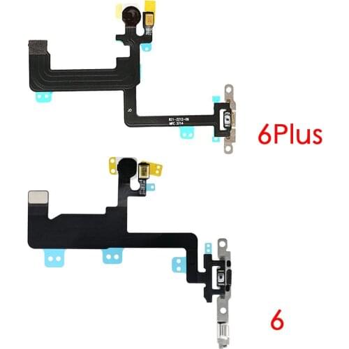 For iPhone 6G 6 Plus Power ON OFF Flex Cable With Bracket Flash LED & Microphone Replacement