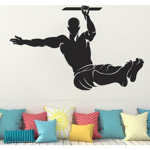 Gymnastics Wall Decals Pull Up Exercise Workout Sport Door Window Decor Vinyl Stickers Gym Training Room Stadium Murals DW7256