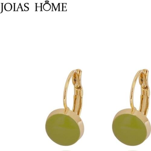 JoiasHome Classical Silver 925 Jewelry Simple Design Earrings for Women Avocado Green White Gray Brown Purple Trendy Female Gift