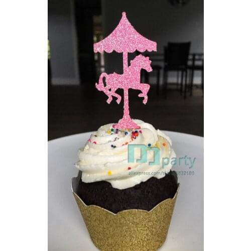 Carnival Cupcake Toppers Carousel Horse Toppers Birthday Baby Shower Food Pick Birthday Party Paris Birthday Decor Baby Shower