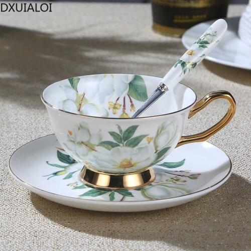 Nordic style bone china coffee cup and saucer European style coffee cup set afternoon tea cup 200ml DXUIALOI