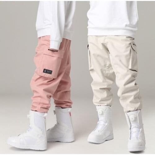 Womens Pants Insulated Bib Overalls Solid Color Pocket One-piece Suspenders Trousers Winter Ski Warm Thick Pants Женские Штаны