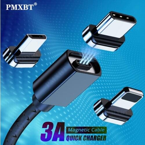 3A Magnetic Micro USB Type C Cable QC 3.0 Charger Quick Charge Data Cord For iPhone 12 Huawei Xiaomi Mobile Phone Charging Cable
