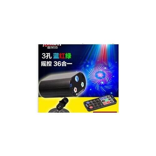 Mini remote control 3 holes 36 Figure one LED red blue and green laser stage lights Voice KTV DJ disco lights