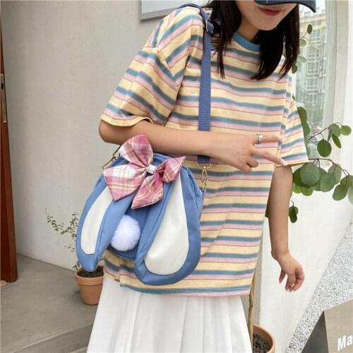 Fashion Cute Rabbit Lolita Shoulder Bag Women Small Long Ears Bunny Bow Crossbody Bags
