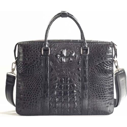Ourui new arrival crocodile leather men briefcase black Genuine crocodile leather business handbag male men bag