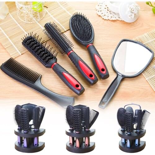 5pcs/set Professional Hair Brush Kit Hair Combs+Mirror+Storage Holder Hairbrush Hairdressing Comb Hair Styling Tools Accessories