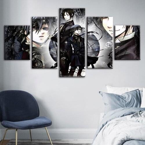 Pictures Wall Art Painting 5 Pieces Black Butler Canvas HD Prints Home Decoration Animation Modular Poster Living Room Framework