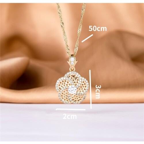 2021 Feb Jennifer New Big Rose Long Necklaces Women Wedding Hollow Fine Big Pendants 585 Rose Gold Natural Zircon Luxury Fashion