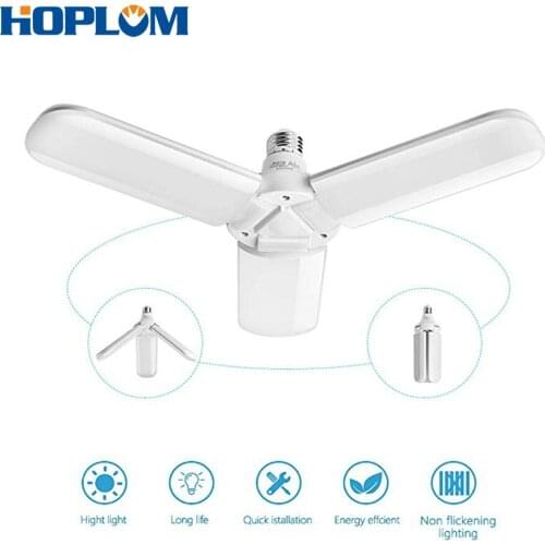 High Power E27 LED Bulb Foldable Fan Blade Bulb 45W 60W 95-265V Super Bright White 6500K for Household and Hallway
