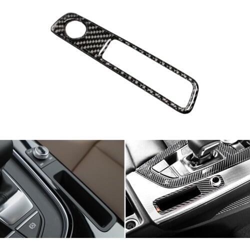 Real Carbon Fiber Car Styling Center Gear Shift Panel Audio Adjustment Knob Frame Cover Trim For Audi A4 B9 A4L 2017 2018