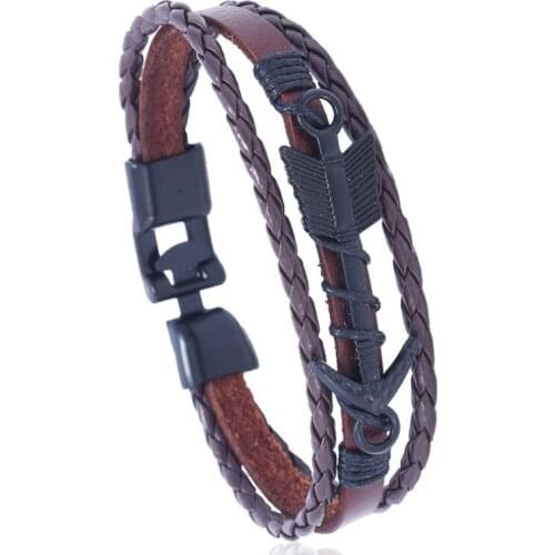 Punk Vintage Arrow Charms Cuff Bracelet Fashion Genuine Leather Hand Chain Buckle Bangle Wrap Wristbands Women Men Jewelry Gifts