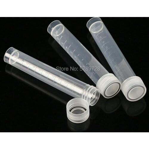 50pcs 10ml Plastic flat bottom freezer tube Laboratory frozen sample tubes with silicone gasket threaded cap