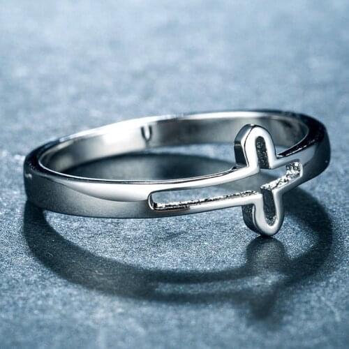 Mling Simple Ring Hollow Cross Rings For Women Sliver Color Rings For Men Fashion Couple Wedding Jewelry Mothers Day Gifts E5