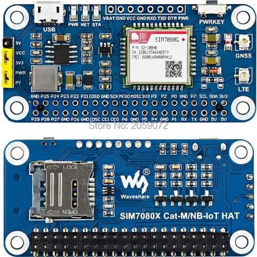 Raspberry Pi SIM7080g cat-m/nb-iot hat for Raspberry Pi zero w/ 2b /3b+ /4b