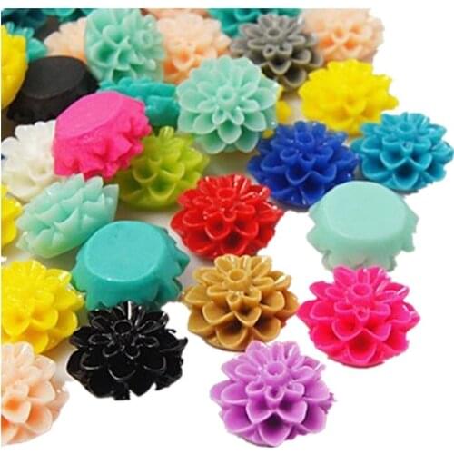 300pcs Flower Resin Cabochons Mixed Color, 15mm in Diameter, 8mm Thick display