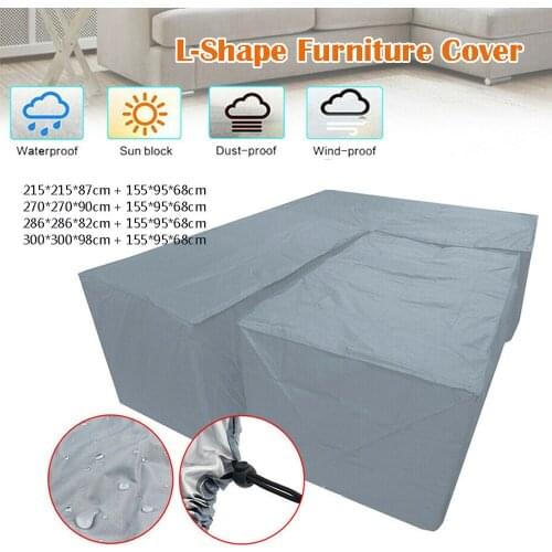 Gray L-shaped Corner of The Garden Furniture Waterproof Rain Cover Kit Rattan Sofa Outdoor Multi-purpose Dust Covers Shield