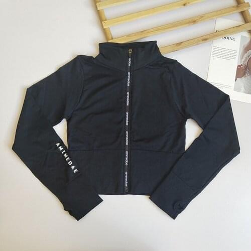 Sport Jacket Women Long Sleeve Zipper Letter Fitness Yoga Shirt Top Gym Activewear Sport Running Coats Training Clothing