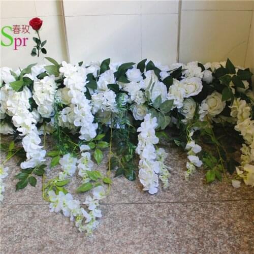 SPR 2m/pcs wedding arch flower table runner centerpiece stage backdrop decorative artificial flower wholesale