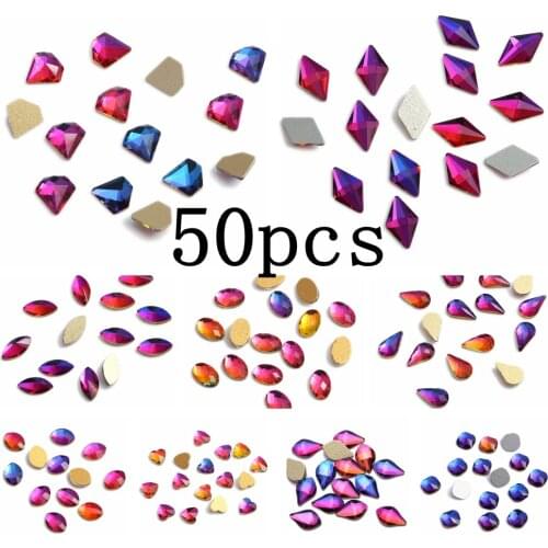 Nail Strass 50pcs Blue Rainbow For Nail Art Decorations Flatback Nail Stickers DIY Craft Art Charm Stones
