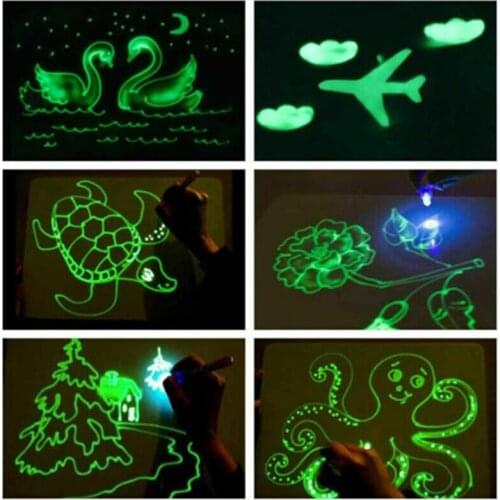 English Light Luminous Drawing Board Kids Toy Tablet Draw In Dark Magic With Light-Fun Fluorescent Pen Children Educational Toy