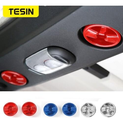 TESIN ABS Car Roof Top Knob Switch Button Cover Interior Decoration Stickers Accessories for Jeep Wrangler JK 2007-2017