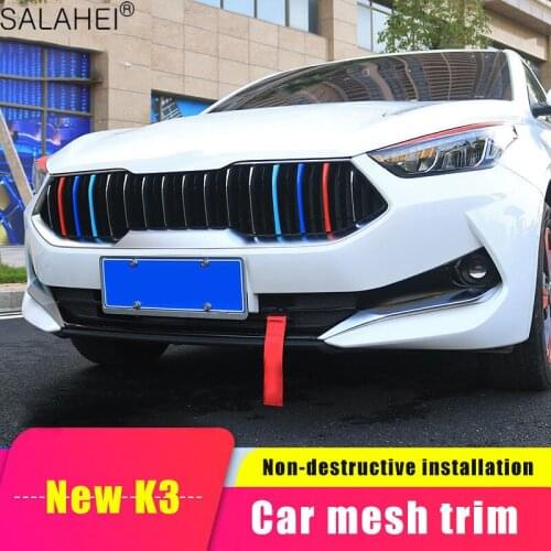 Three-Color Grille Paint Trim Strips For Kia K3 Modified Mid-net Stickers 2011-2015, 2019 K3 Tri-color Mid-net Decoration Part
