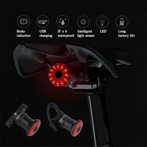Bike Tail Light Mountain Bicycle Smart Brake Sensor Lamp Waterproof Rear Lighting, WR25 Cushion Type
