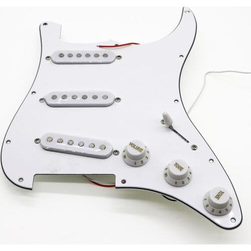 Loaded Strat Electric Guitar Prewired ST Pickguard White with Ceramic Single Colis Pickups 5 Way Switch Fits For Fender