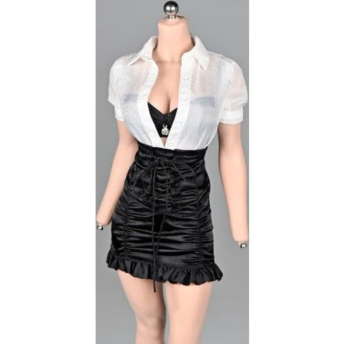 1/6 Scale Female Sexy Professional Perspective Shirt Lace Bandage Hips High Waist Skirt Set Model for 12 inch Action Figure Body