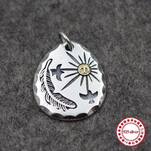 925 sterling silver pendants personality classic Indian couple style feathers eagle shape cross modeling send lover jewelry gift