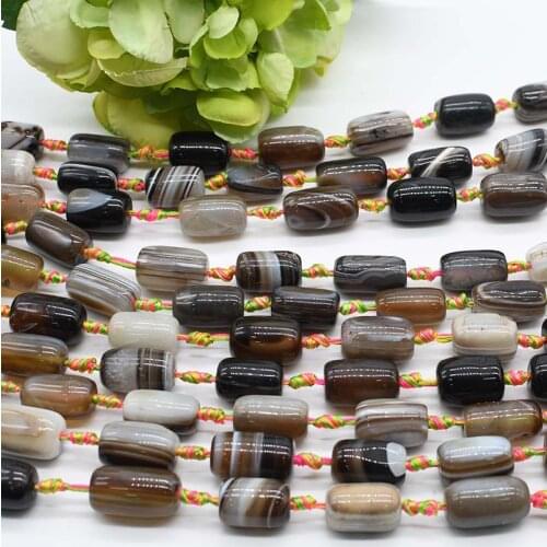 1 strands/lot Natural Smooth dark coffee cylindrical Agate loose beads For DIY Bracelet Necklace Jewelry Making Strand 15"