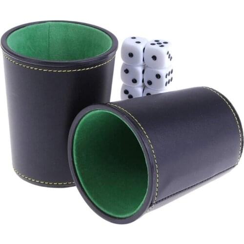 1 Piece PU Dice Cup Bar KTV Entertainment Dice Cups New Leather Trumpet Flannel High Quality Game Tool Accessary Drop Shipping