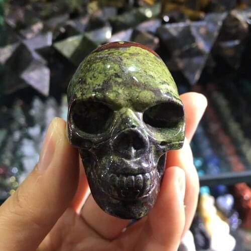 110g Natural dragon blood stone skull hand carved crystal healing