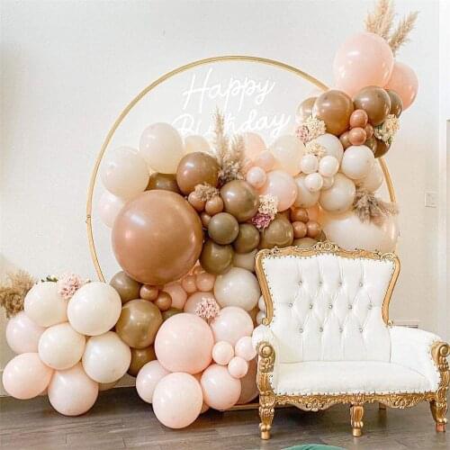 122PCS Brown Coffee Pink Ivory White Balloons Garland Arch Kit for Baby Shower Birthday Jungle Anniversary Them Party Decoration