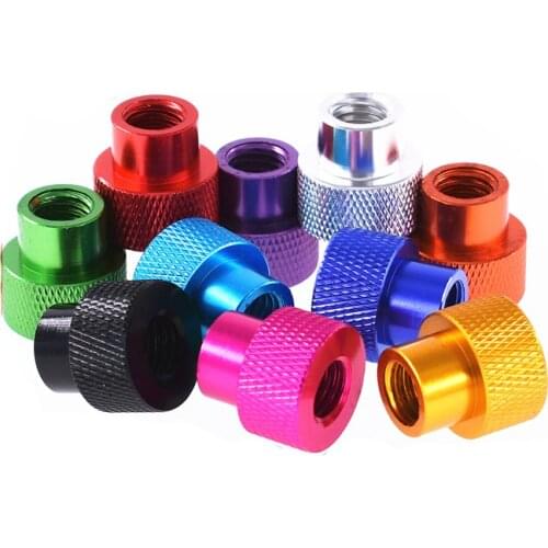 2pcs M10 aluminum alloy double through hole steps hand screws nuts high head pineapple grain knurled fasten handle color nut