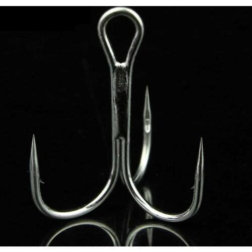 20pcs Steel Treble Fishing 3 Hooks Black Small Round Bent Triple Hard Lure Spoon Fishhook YS-BUY