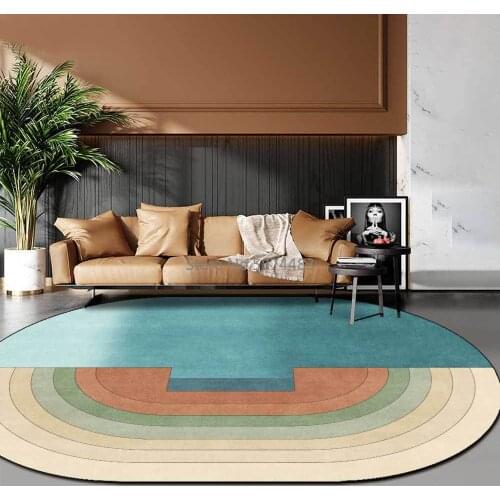 200*300cm Fashion Girl Pink Shaped Oval Stitching Gradient Green Blue Yellow Living Room Bedroom Bedside Carpet Floor Mat