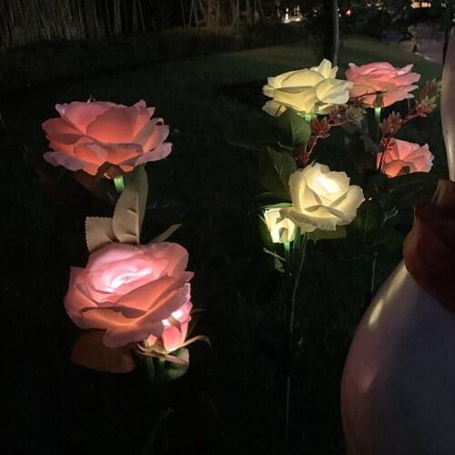 3LED Solar Rose Flower Light Waterproof Garden Landscape Lamp Outdoor Lawn Insert Home Christmas Decorative Flower Night Lights