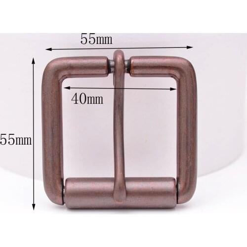 55*55MM (INNER 40 MM) High Quaility Antique Copper Square Prong Pin Roller Belt Buckle for Belts