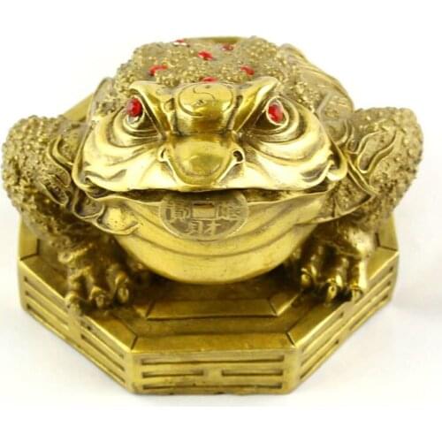 7 inch copper Zhaocai light copper gossip toad toad Bufo Zhaocai tripod office decoration