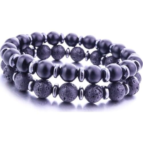 8mm Chakras Lava Stone Beads Black Flash Stone Bracelets DIY Essential Oil Diffuser Bracelet Stretch Yoga Jewelry