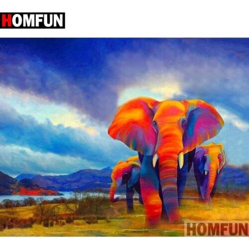 HOMFUN Full Square/Round Drill 5D DIY Diamond Painting "Animal elephant" Embroidery Cross Stitch 3D Home Decor Gift A17514