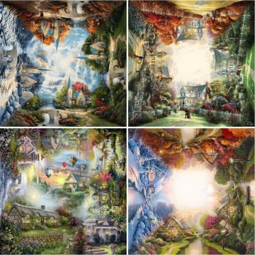 AZQSD Diamond Embroidery Season Mosaic Full Drill Handicraft Diamond Painting Spring Landscape Decoration For Home