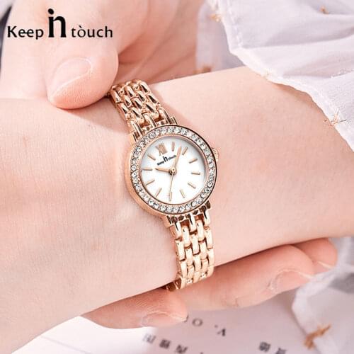Rose Gold Women Watches Top Brand Luxury Wristwatch Fashion Ladies Quartz Rhinestone Watch Dial Simple Mesh Female Watches Gifts