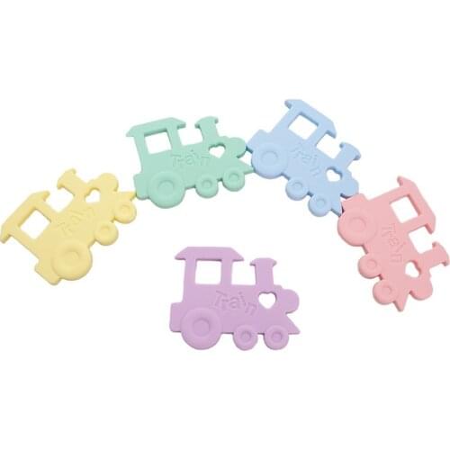 Chenkai 10PCS Food Grade Baby Silicone Train Teethers Cartoon Pacifier Teething For Baby Nursing Accessories and Gifts BPA Free