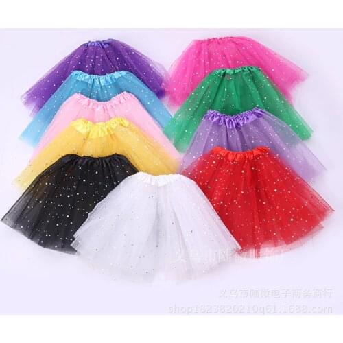 Childrens clothing star sequined mesh skirt performance tutu three-layer pettiskirt Princess ballet tutu petticoat