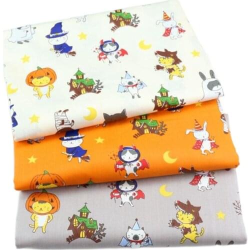Halloween cat dog fish animal 1 piece 100% cotton printed fabric sewing for bedding Kindergarten DIY manual work cloth tissus