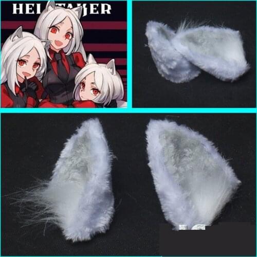 Game Helltaker the Awesome Demon Cerberus Cosplay Plush Ears Cat Ears Hair Clip Women Halloween Carnival Cosplay Headwear